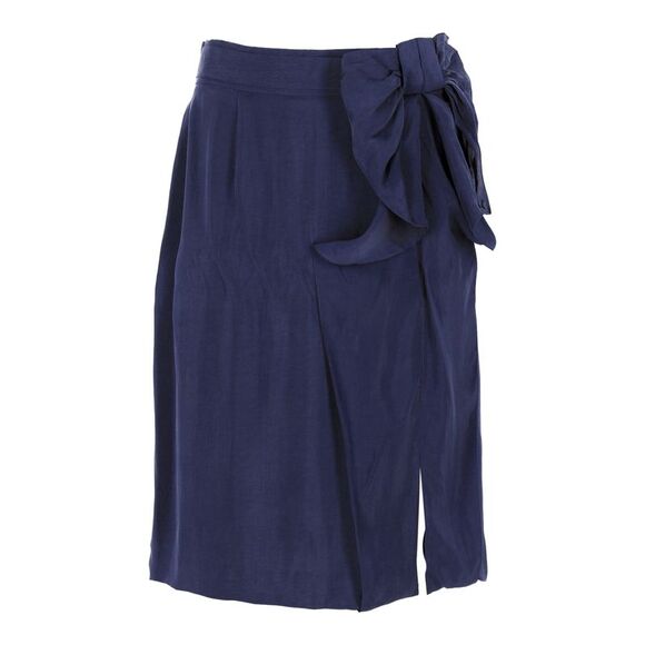 Red Valentino Bow Skirt in Navy Blue Cupro